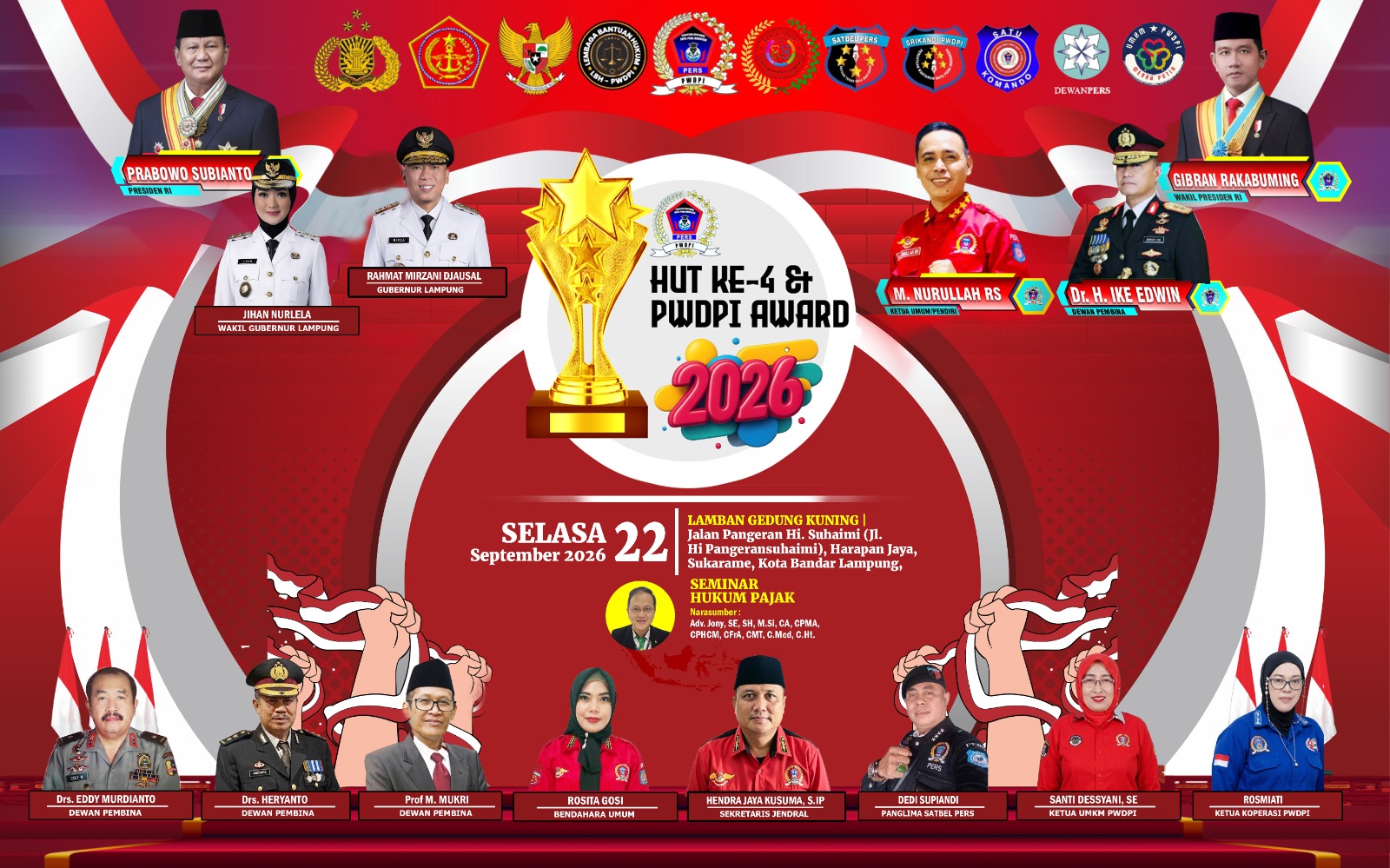 satu hati satu tujuan! panglima satbel pers pwdpi bersama jajaran bertolak ke bandar lampung hadiri hut ke-4 & pwdpi award